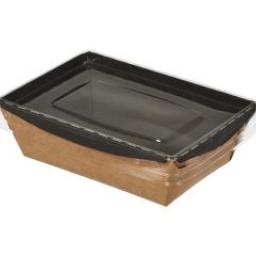 Салатник крафт с пластиковой крышкой (800 мл) ч