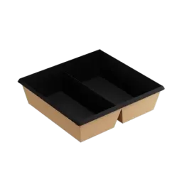 Контейнер бумажный 1200 мл, 2 секции, чёрный