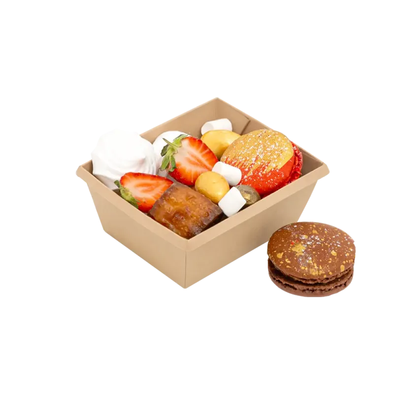 Контейнер бумажный 250 мл, крафт c едой