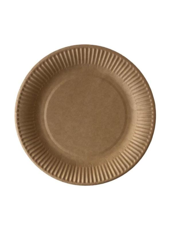 Тарелка бумажная Крафт двусторонний d230мм, 