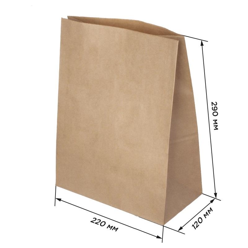 Пакет бумажный с прямоугольным дном, 220х120х290 мм, 