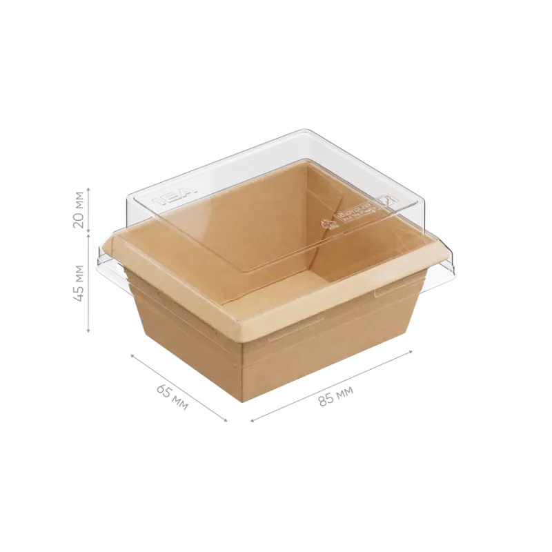 Контейнер бумажный 250 мл, крафт размеры с крышкой