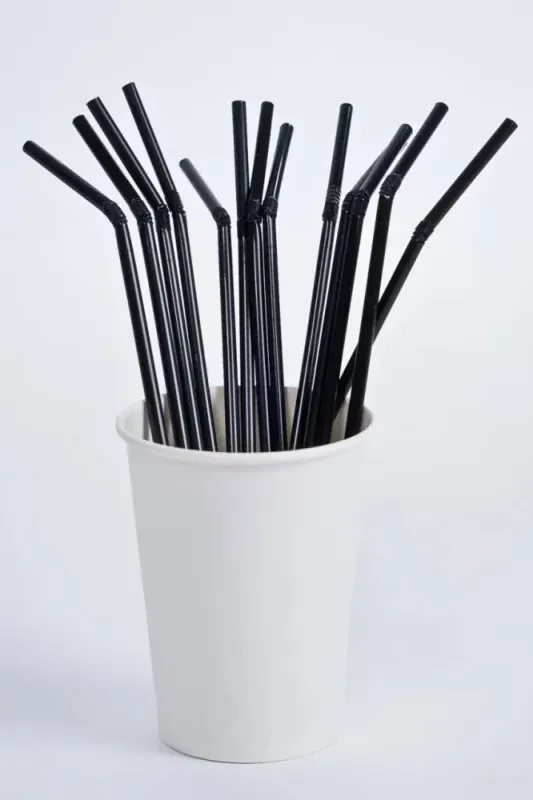 Трубочки для коктейлей гофрированные, 24см,d 5 мм, черные, 